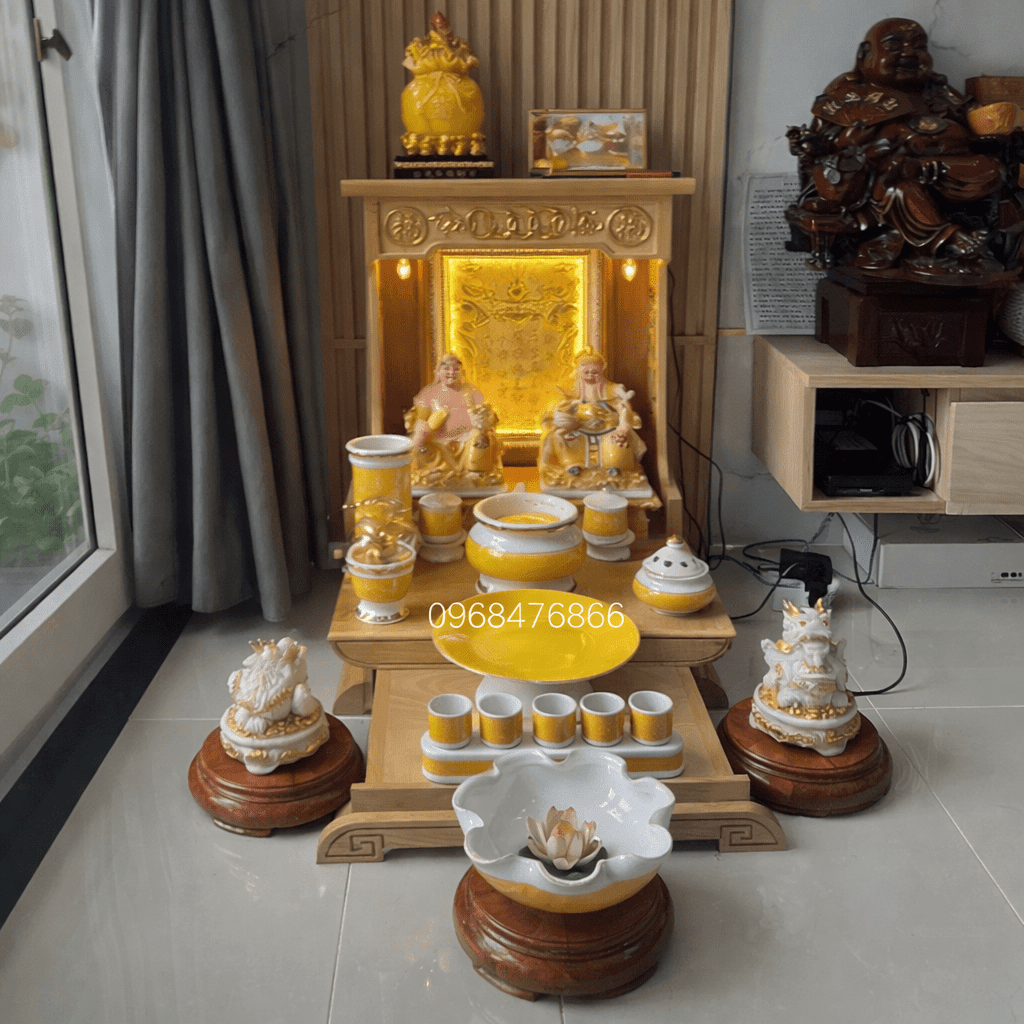 Bàn thờ Thần Tài Ông Địa màu sáng mẫu BCT-4306