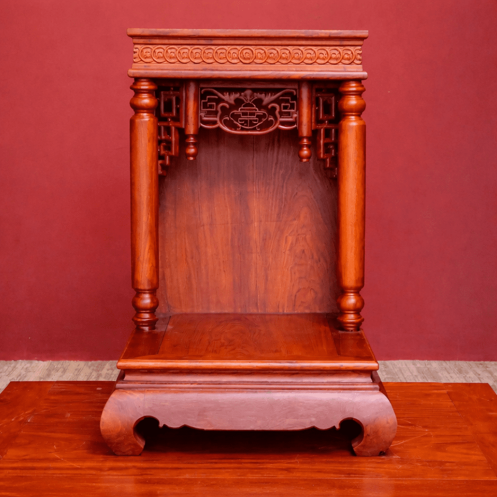 Bàn thờ Thần Tài gỗ Hương Đá trụ trơn BTT-3019