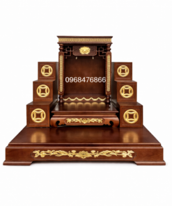 Bàn thờ Thần Tài tam cấp đồng tiền và bục đế mẫu BCT-4370