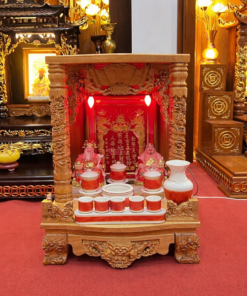 Mẫu bàn thờ Thần Tài Ông Địa gỗ Gõ sang trọng BCT-4376